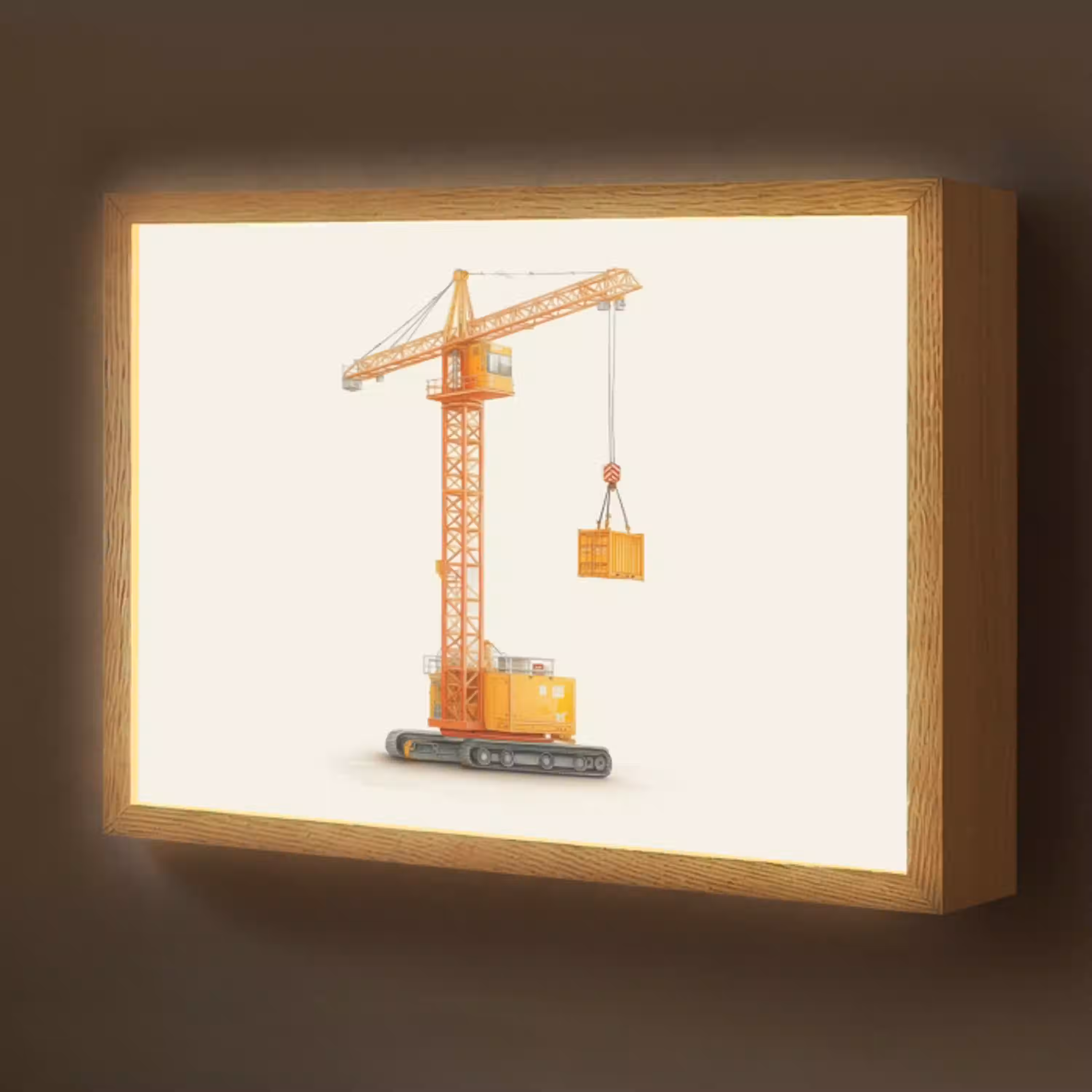 Kraan - Oranje - Scheepscontainer Light Box met batterij (Wandlamp kind) middel -z3d_website