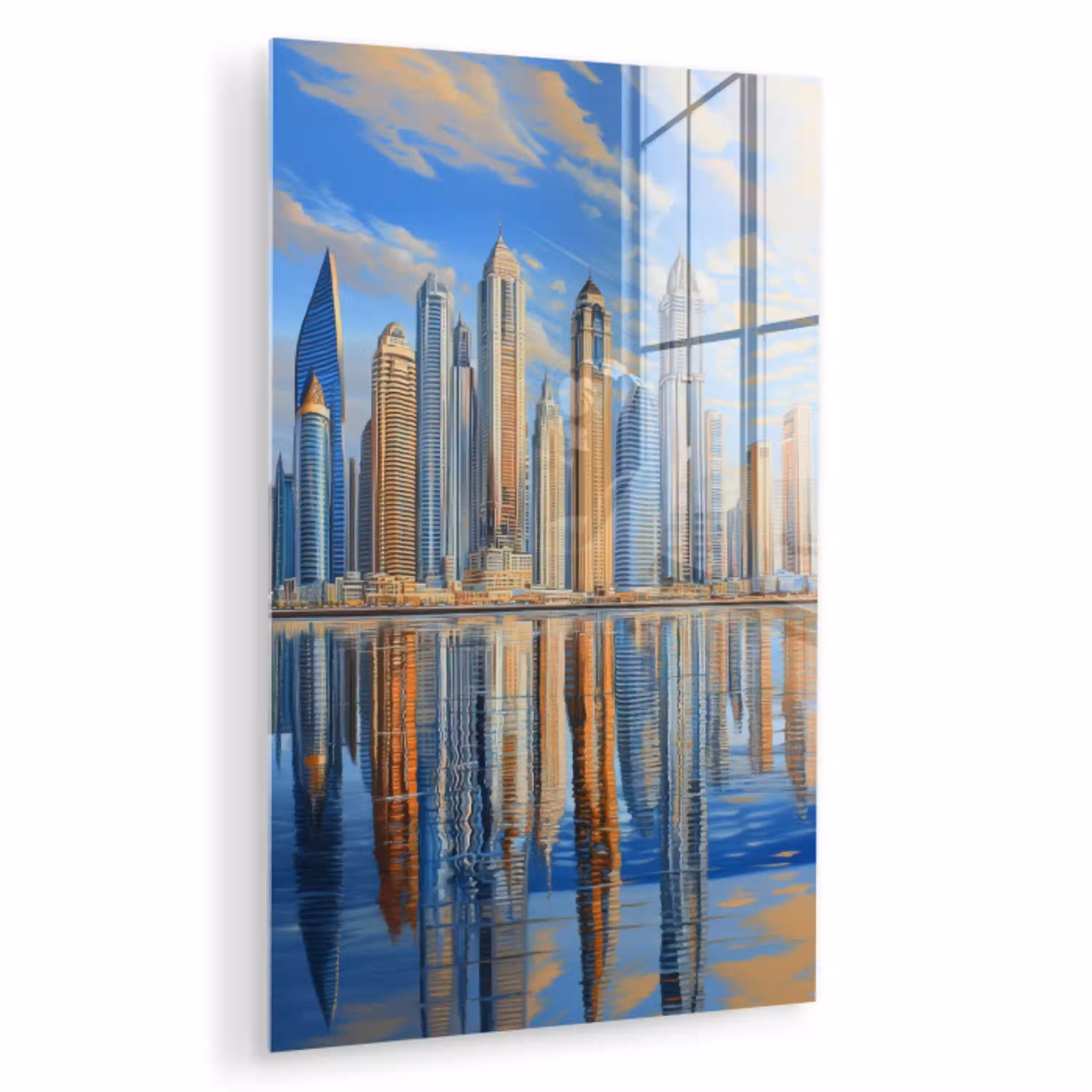 Skyline - Wolkenkrabbers - Water - Blauw plexiglas 5mm klein -zzzproduct_nieuw