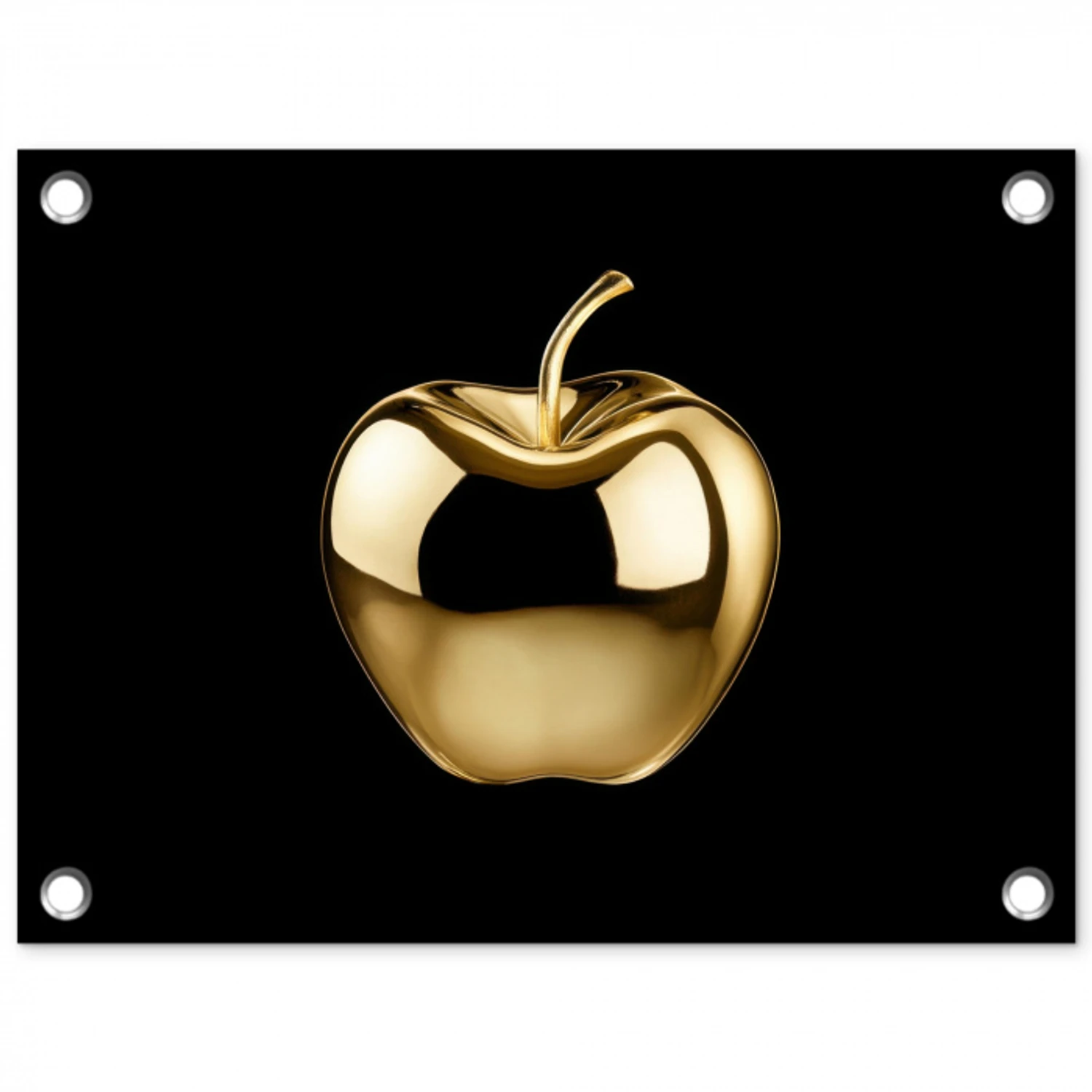 Appel - Goud - Chrome - Zwart tuinposter los doek klein -3d