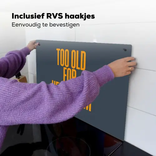 Too old for heidi klum - Geel - Blauw Inductie beschemer met haakjes klein -ky-ophangen-nl