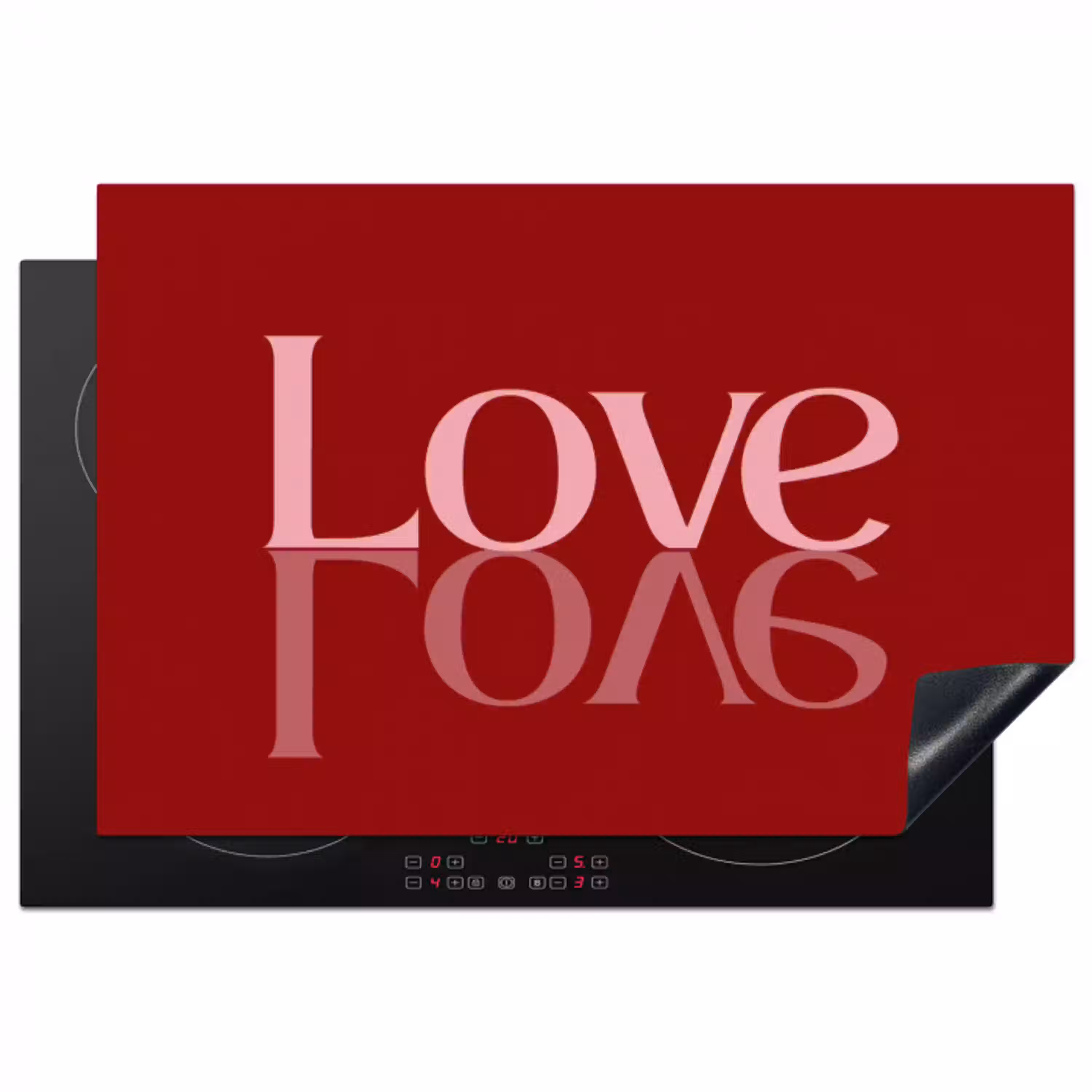 Love - Spiegeling - Rood Inductie beschermer vinyl 3mm klein -3d