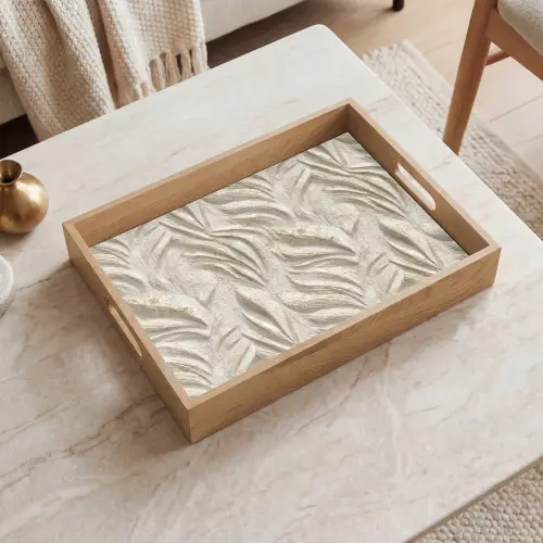 Textuur - Reliëf - Beige Dienblad Rechthoek middel 911 -sfeer1