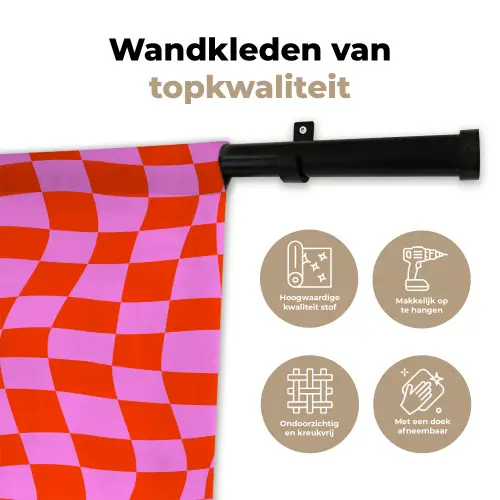 Blokken - Roze - Rood - Patroon Wandkleed katoen klein 269 -sfeer2