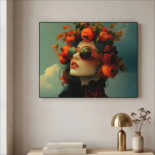Vrouw - Granaatappel - Herfst - Zonnebril Textielframe - compleet frame klein -sfeer2