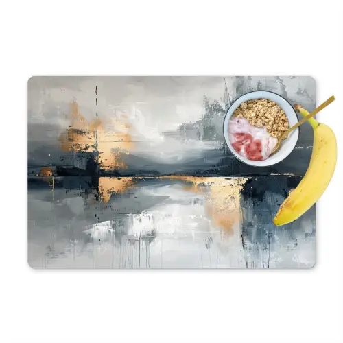Kunst - Grijs - Goud - Abstract Placemat vinyl groot -zzzproduct_Kitchenyeah-website