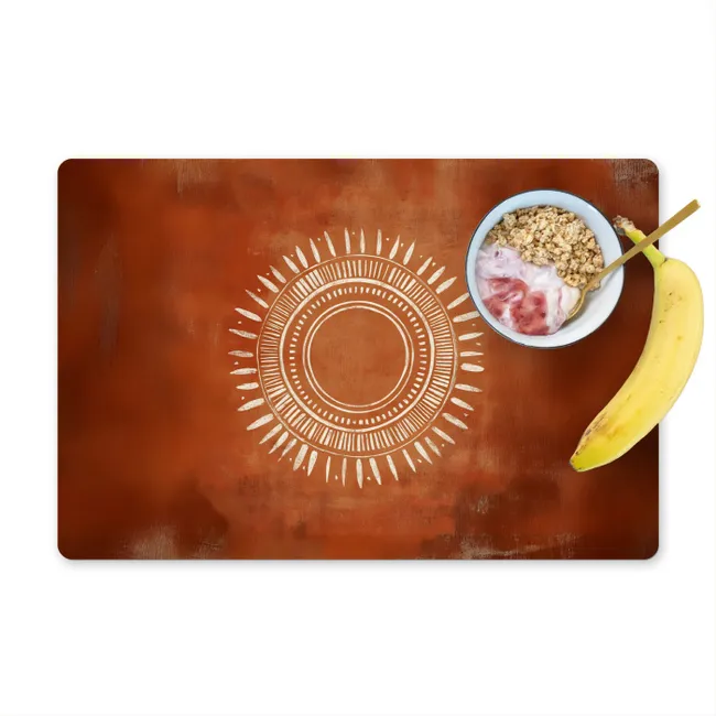 Placemat - 6 pieces - Abstract - Lines - Sunrays - Reddish brown
