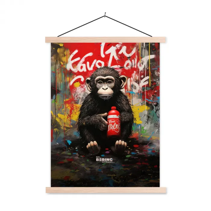 Chimpansee voor graffiti muur textielposter latten blank klein -3d