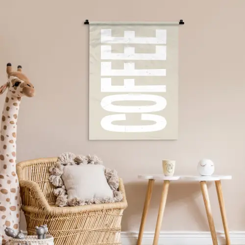 Wit - Koffie - Vintage - Decoratie Wandkleed katoen klein -wsfeer5_kind