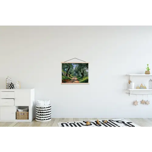 Pad - Bomen - Schaduw - textielposter latten blank klein -kinderkamer