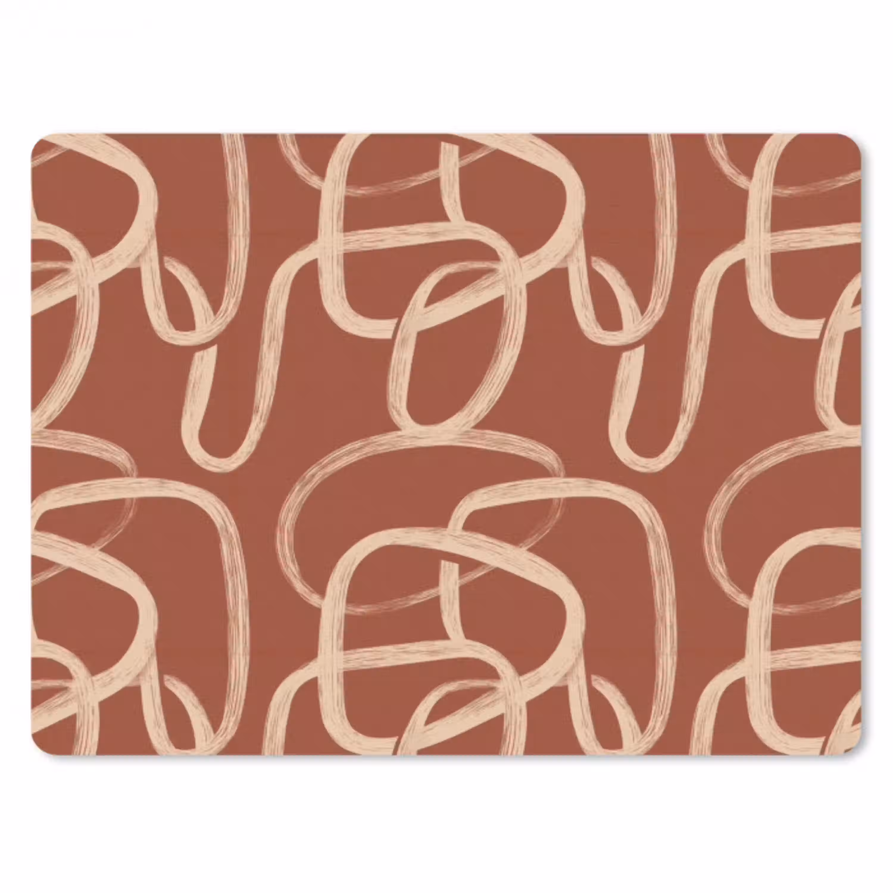 Lijnen - Abstract - Organisch - Terracotta - Crème muismat rubber klein 262 -3d