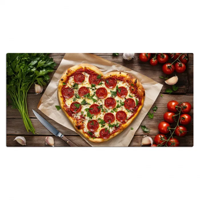 Pizza - Hart - Pepperoni - Tomaat Muismat XXL klein -3d_leeg