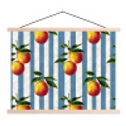 Strepen - Citroen - Blauw textielposter latten blank klein 122 -3d