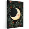 Maan - Bloemen - Nachthemel Tuinposter op houten frame 2 cm dik middel -3d
