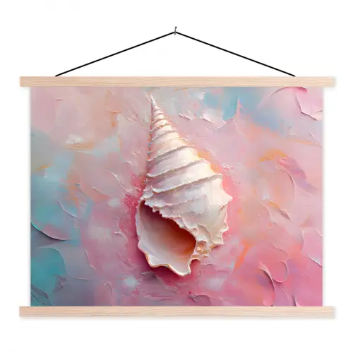 Schelp - Pastel - Pink textielposter latten blank klein -3d