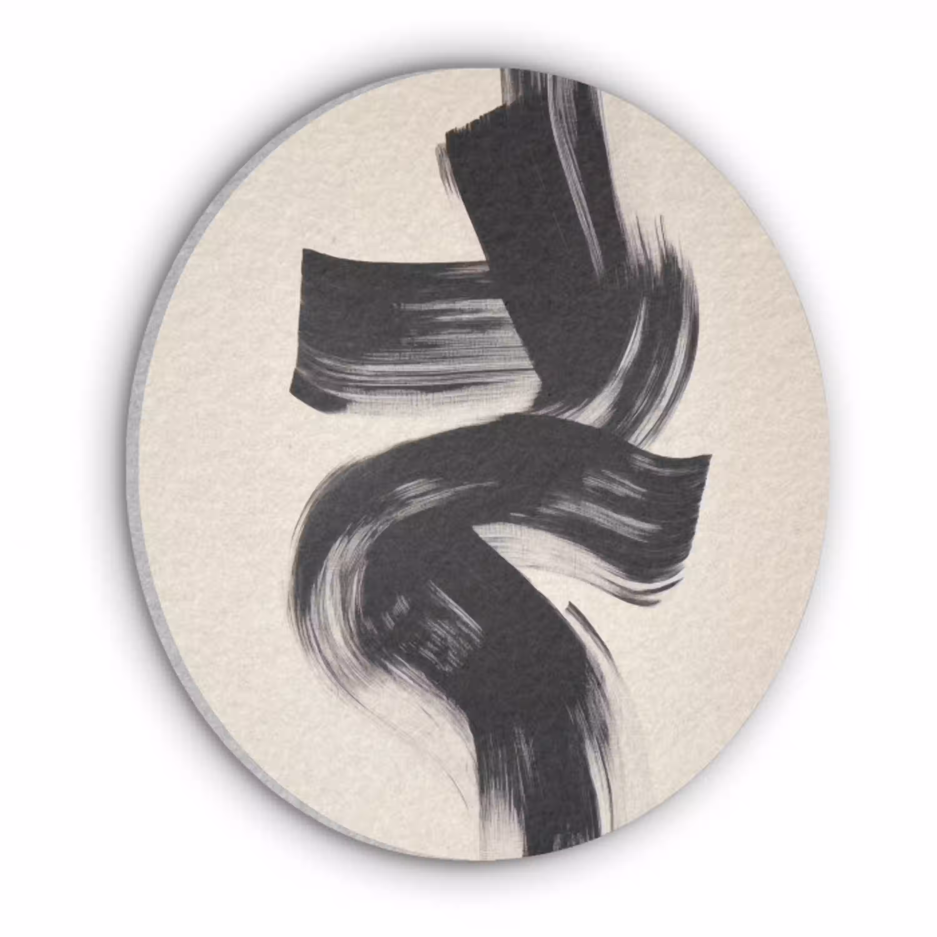 Strepen - Zwart - Abstract Akoestische PET Vilt - Rond klein -3d