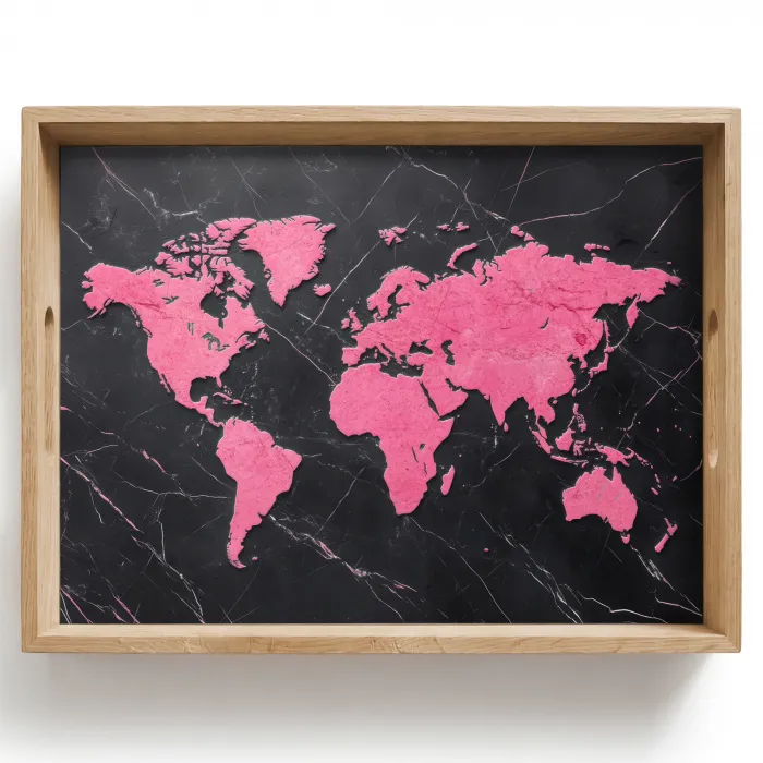 Wereldkaart - Roze - Marmer Dienblad Rechthoek middel -z3d_shopping