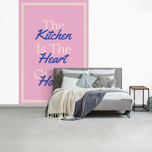 Tekst - Blauw - Keuken - Kader fotobehang vinyl groot -slaapkamer
