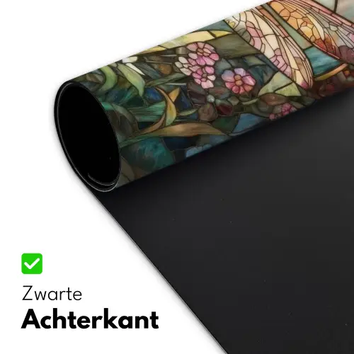 Libelle - Mozaïek - Bloemen - Kleurrijk Muismat XXL klein -sfeer2
