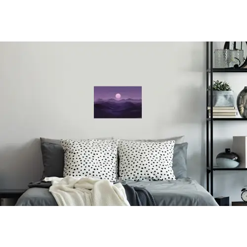 Heuvels - Paars - Mist - Zon Muursticker klein -slaapkamer