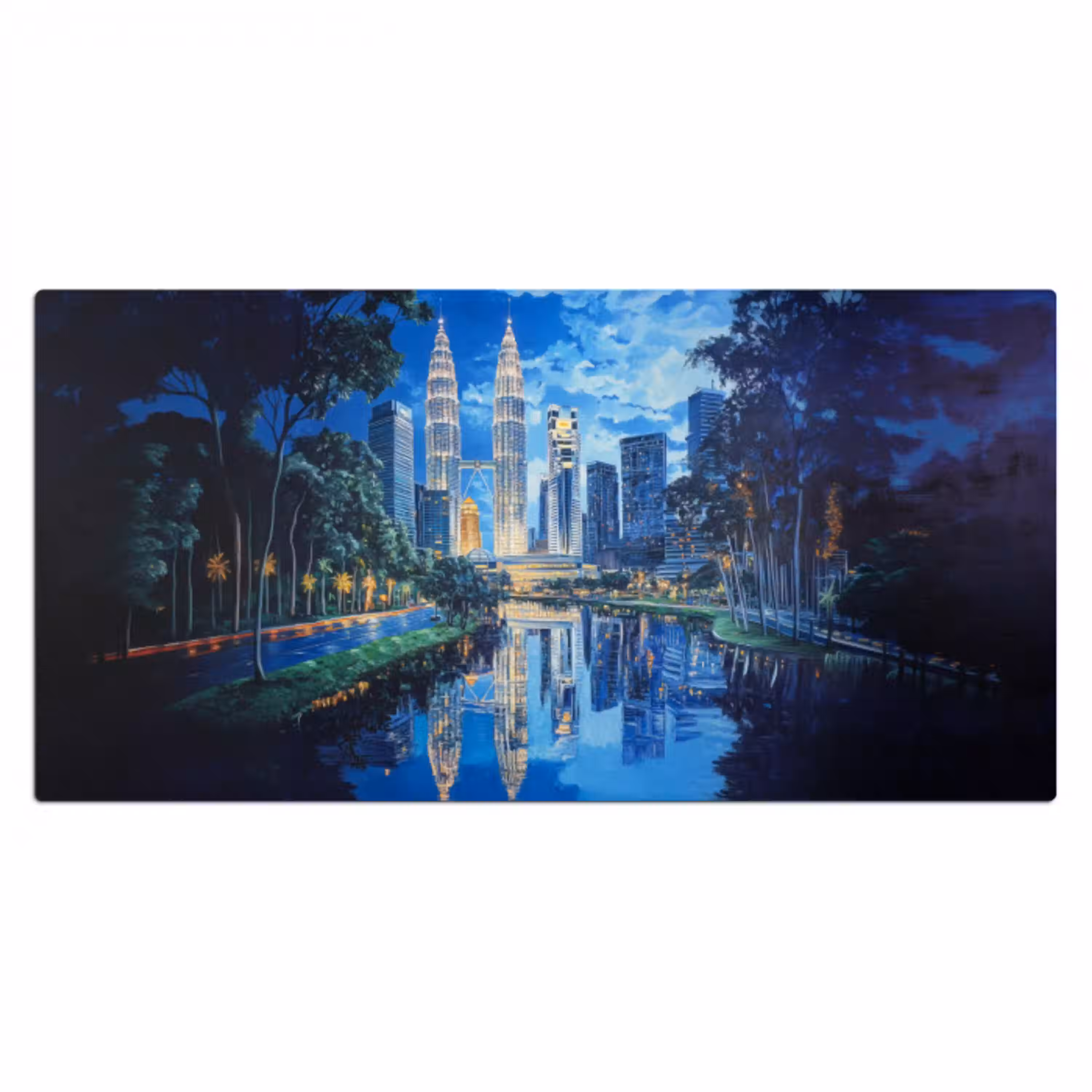 Stad Kuala Lumpur - Skyline - Wolkenkrabbers - Water Muismat XXL klein -3d_leeg