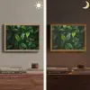 Bladeren - Regendruppels - Licht - Groen Light Box met batterij (Wandlamp) middel -sfeer3