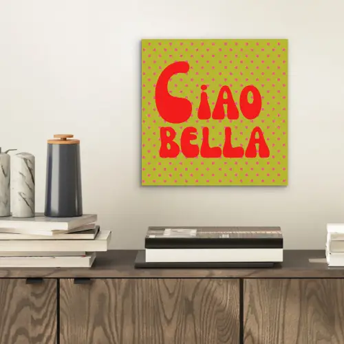 Ciao bella - Rood - Groen - Stippen aluminium wit klein -sfeer1
