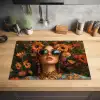 Vrouwen - Bloemen - Modern - Bril - Abstract Inductie beschermer vinyl 3mm klein -sfeer5