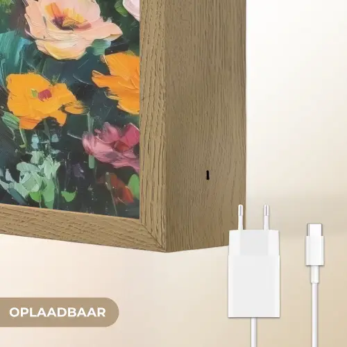 Bloemen explosie - Heldere kleuren - Vrolijk Light Box met batterij (Wandlamp) middel -USP_websiteoplaadbaarNL