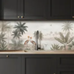 Kraanvogels - Palmbomen - Tropisch keuken achterwand 2 middel -sfeer1