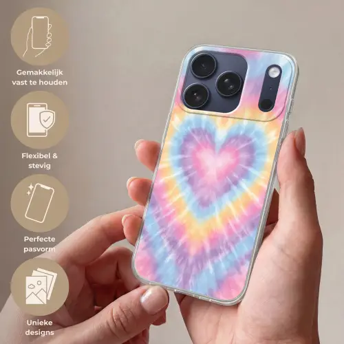 Hartvorm - Pastelkleuren - Tie Dye Telefoonhoesje iPhone 17 Pro klein -sfeer3_NL