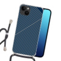 Lijnen - Abstract - Blauw - Wit - Minimalistisch Crossbody Case iPhone 14 middel -sfeer1