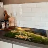 Bloemenveld - Heuvels - Zonsondergang - Berg - Natuur - Wit - Heuvels Inductie beschermer vinyl 3mm klein -sfeer3