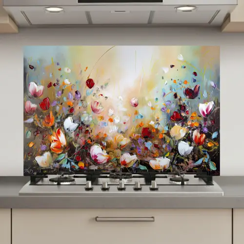 Olieverf - Bloemen - Kleurrijk - Natuur keuken achterwand spatscherm klein -3d_website