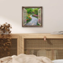 Doorkijk - Bloemen - Tuinpad - Natuur - Raam aluminium wit klein -sfeer3