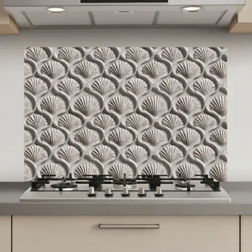 Zand - Schelpenvorm - Grijs keuken achterwand spatscherm klein 900 -3d_website