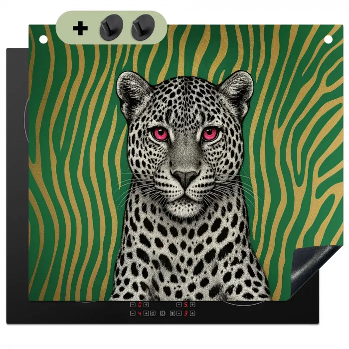 Panter - Zebrapatroon - Groen Inductie beschemer met haakjes middel -3d