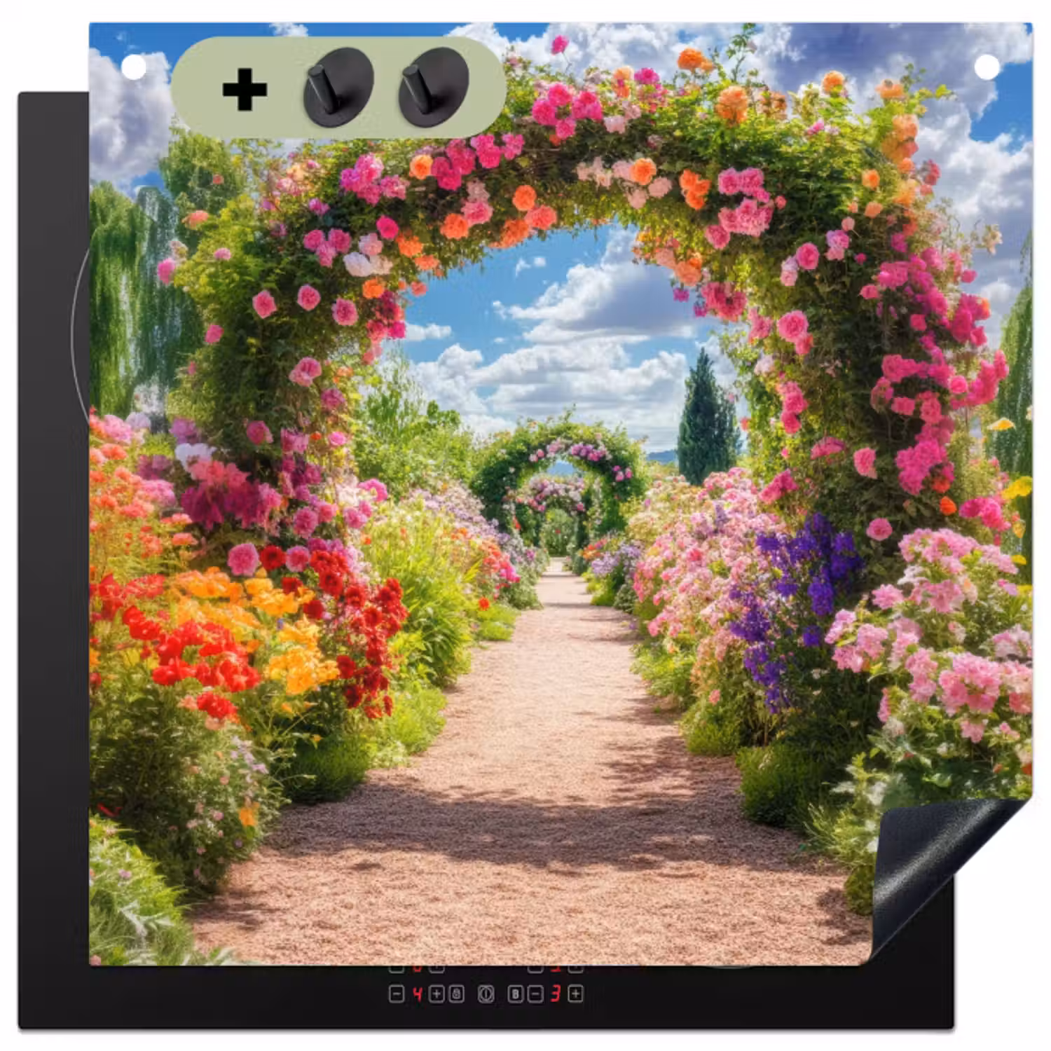 Inductie beschermer en spatscherm (2in1) - Doorkijk - Bloemen - Kleurrijk - Natuur
