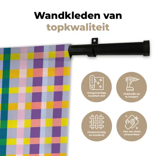 Ruit - Patroon - Kleurrijk Wandkleed katoen klein 269 -sfeer2