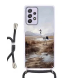 Kraanvogel - Natuur - Realistisch Hoesje Samsung Galaxy A52 5G met koord klein -3d