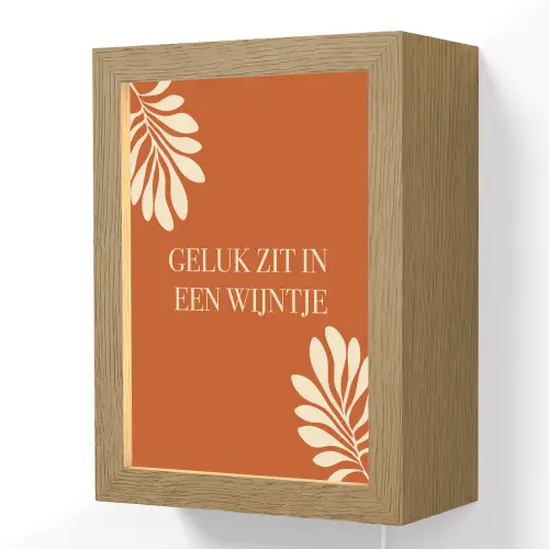 Oranje - Wijntje - Quote Light Box met kabel (Wandlamp) klein -3d