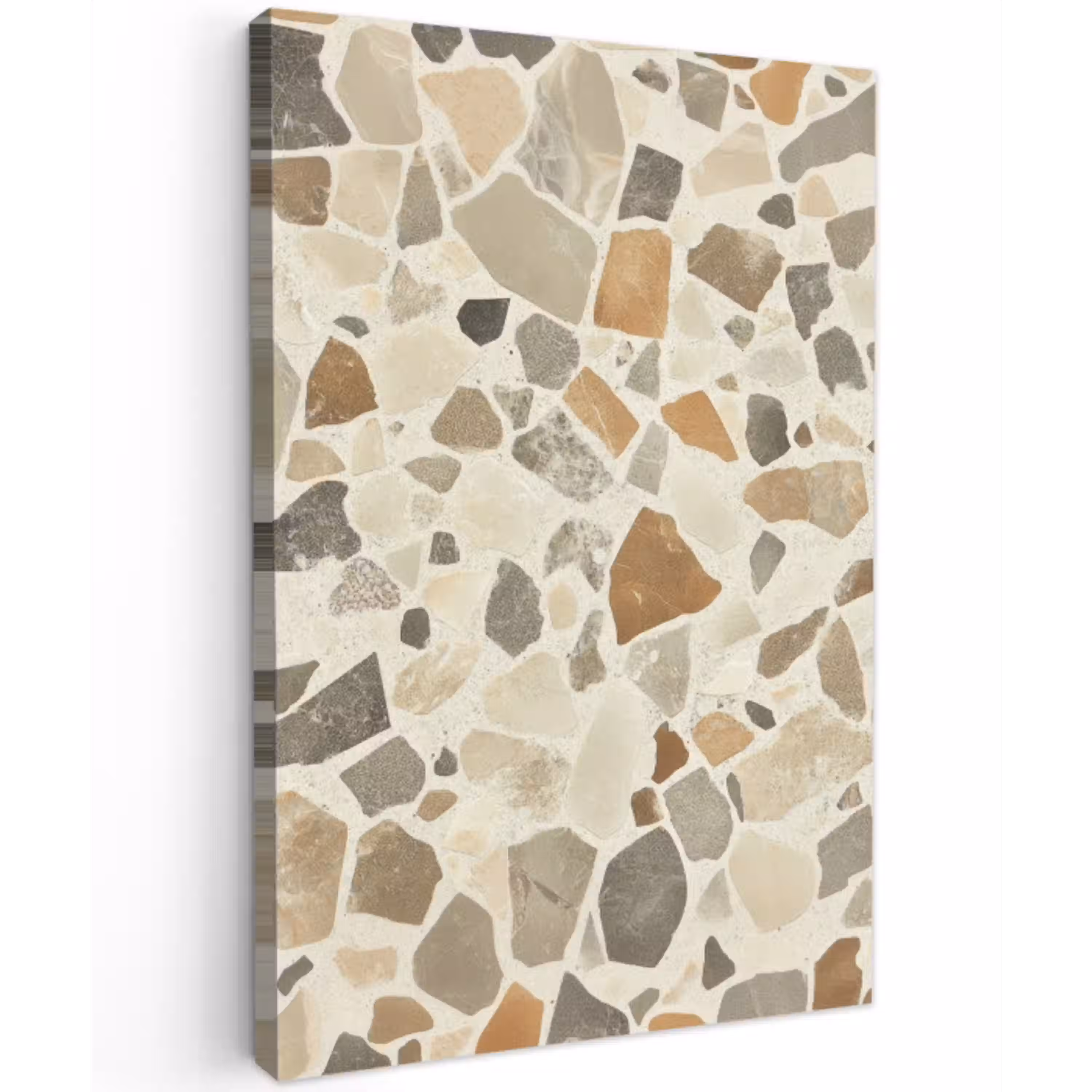 Stenen - Terrazzo - Decoratie - Tegels Tuinposter op houten frame 2 cm dik middel -3d