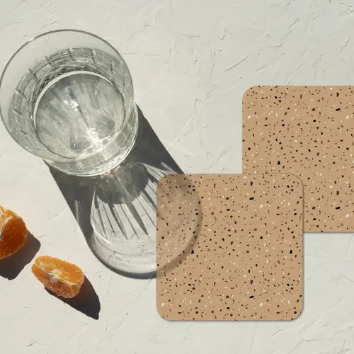 Terrazzo - Patroon - Beige onderzetter kurk middel 366 -sfeer4