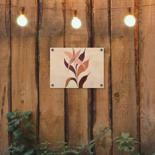 Minimalistisch - Bloem - Bladeren - Beige tuinposter los doek klein -sfeer1