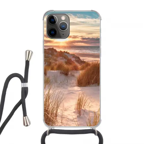 Duin - Planten - Zonsondergang - Strand - Zee Hoesje iPhone 12 Pro met koord klein -3d