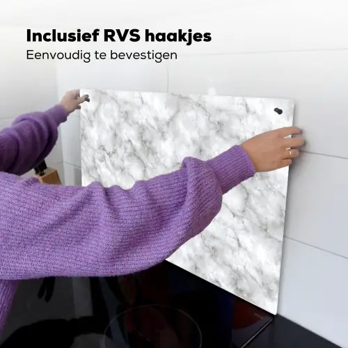 Grijs - Marmer - Klassiek - Aders Inductie beschemer met haakjes klein 777 -ky-ophangen-nl