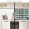 Vlechtpatroon - Groen - Roze - Grafisch keuken achterwand 2 middel 871 -voor-na2_NL