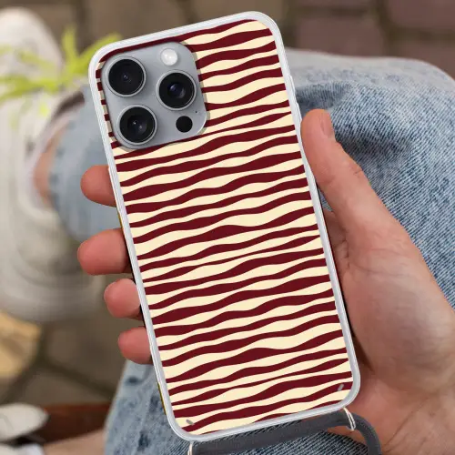 Golven - Rood - Patroon - Crème Hoesje iPhone 16 Pro Max met koord klein 804 -sfeer3