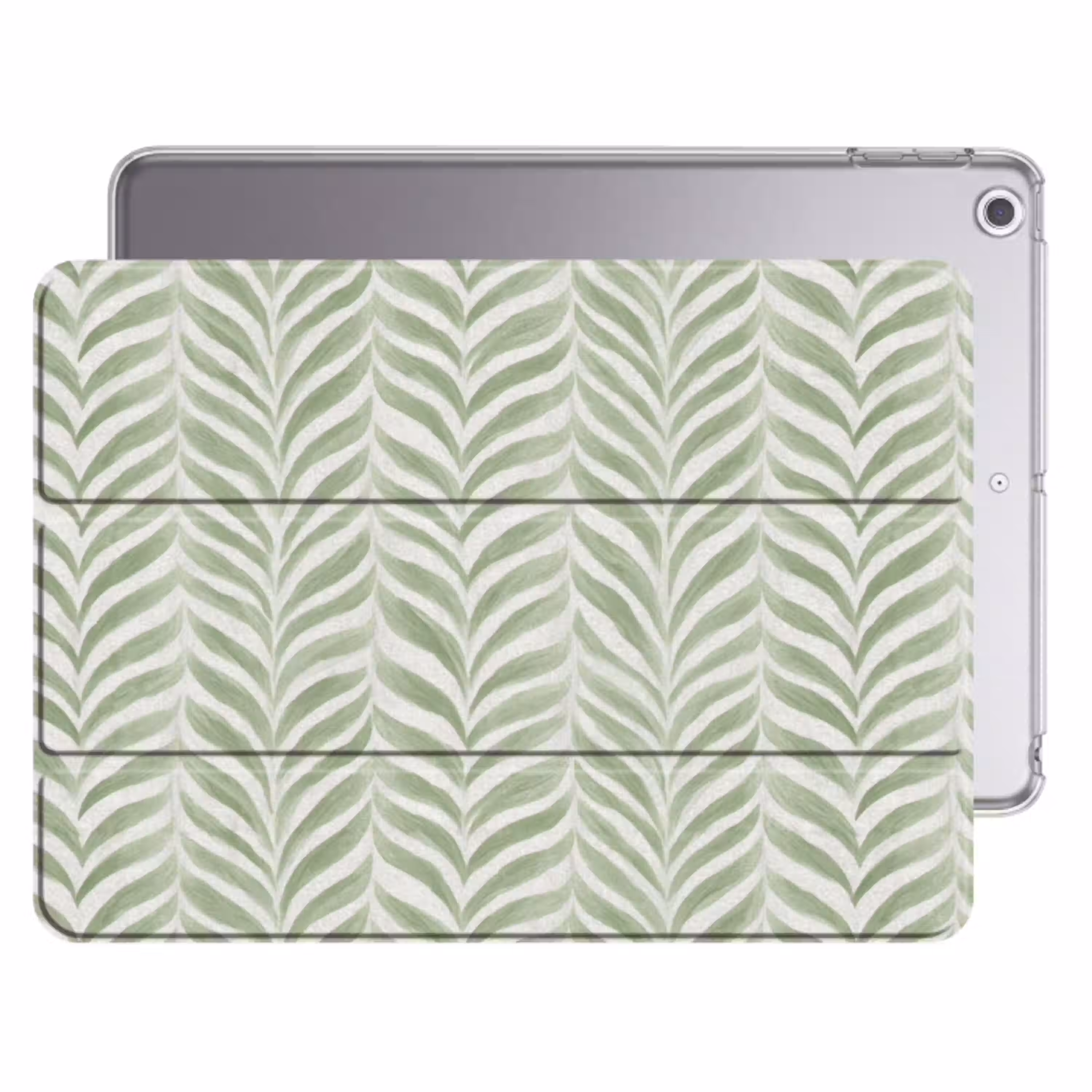 Saliegroen - Visgraat - Organisch - Penseelstreken - Patroon Apple iPad 2017 middel 1172 -threedimensional_3d_global