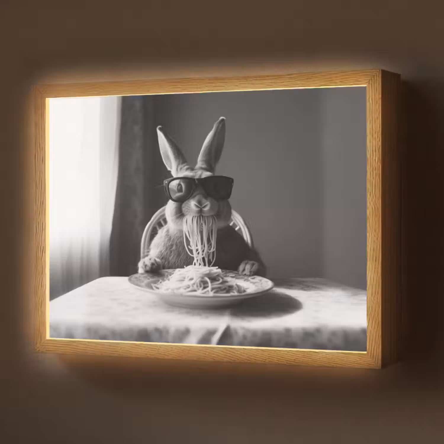 Lightbox - Wandlamp - Konijn - Bunny - Zonnebril - Tafelkleed - Pasta - Schattig