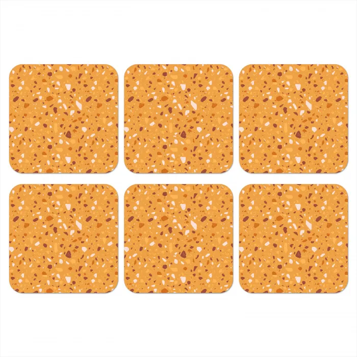 Terrazzo -  Patroon - Okergeel onderzetter kurk middel 366 -3d